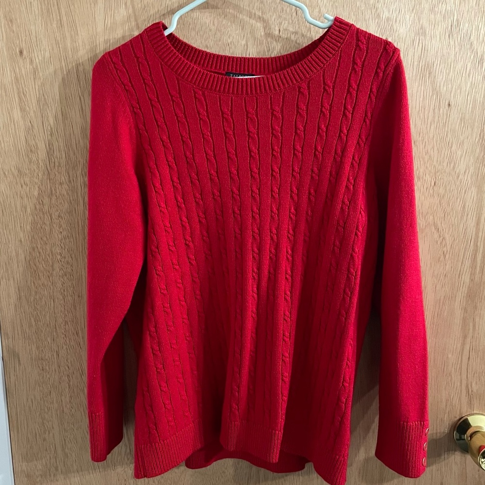 Talbots Petite Plus 1XP Button Cuff red sweater